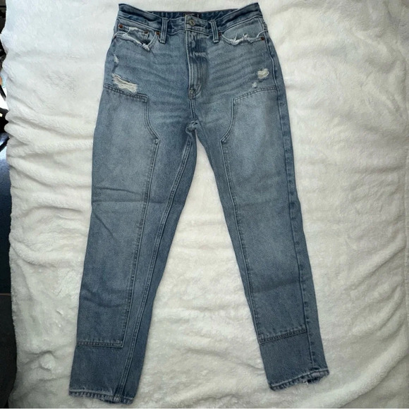 Abercrombie & Fitch Annie High Rise Girlfriend Jean 28 Distressed Loose Barrel - Picture 7 of 11